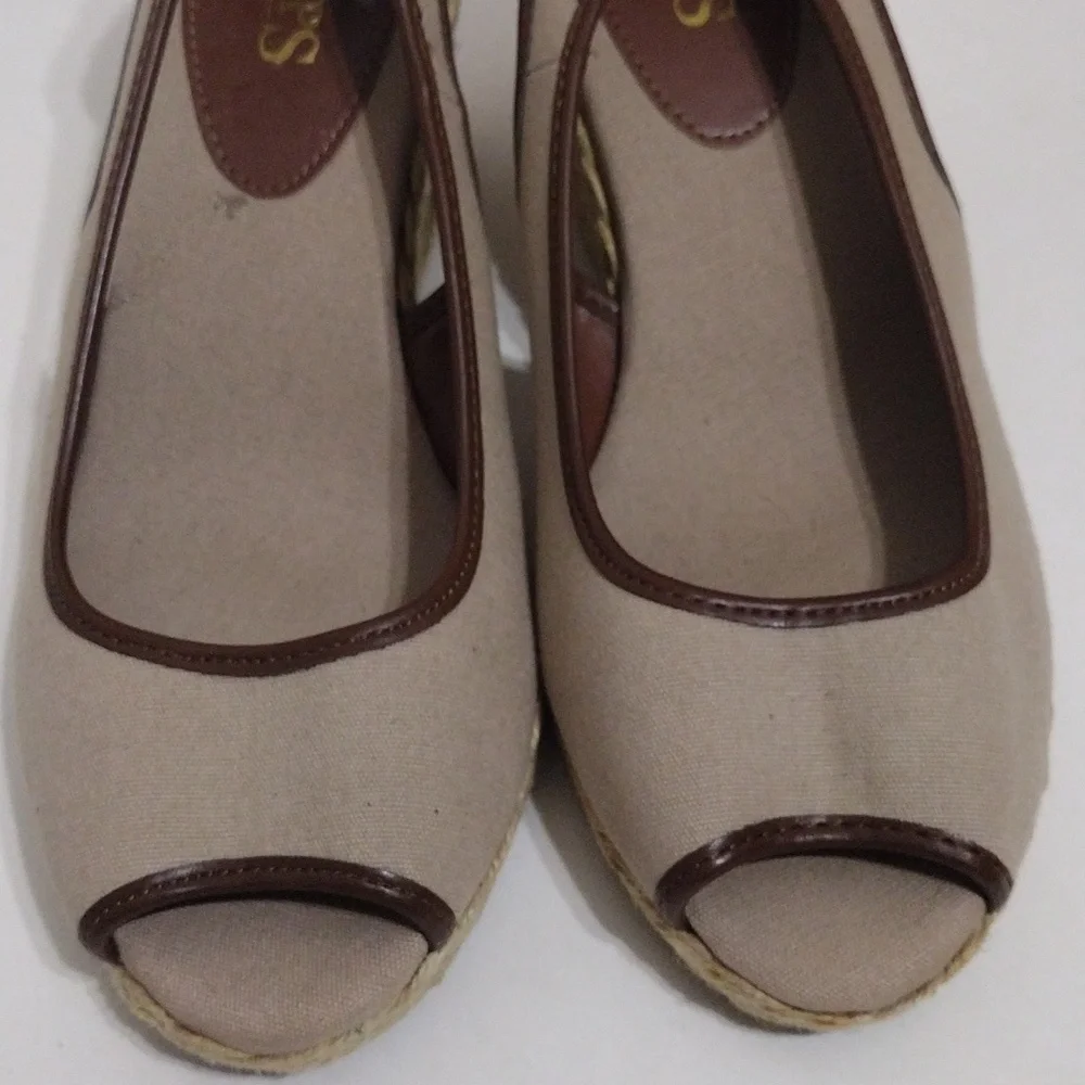 Chaps Daye Platform Espadrille Open Toe Wedge Sandals 7.5 Chic Summer